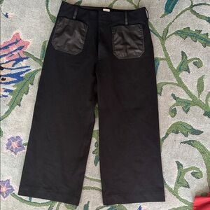 Maeve Black Dress Pants with Leather Accents